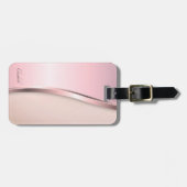 Elegant modern metallisch, roze bagagelabel (Voorkant horizontaal)