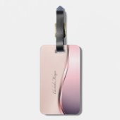 Elegant modern metallisch, roze, zwart kat bagagelabel (Achterkant verticaal)