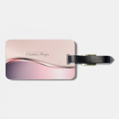 Elegant modern metallisch, roze, zwart kat bagagelabel (Achterkant horizontaal)