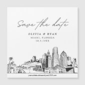 Elegant Modern Miami Square Save the Date Magnet (Voorkant)