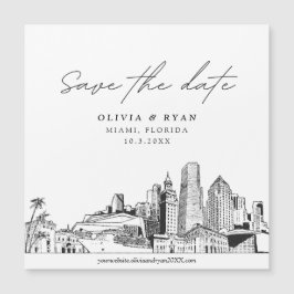 Elegant Modern Miami Square Save the Date Magnet