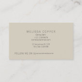 Elegant modern minimaal beige ivoormonogram visitekaartje (Achterkant)