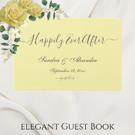 Elegant Modern Minimaal Boter Bord Geel Huwelijk Gastenboek