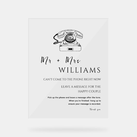 Elegant Modern Minimaal Bruiloft Audio Gastenboek Acryl Bord (Voorkant)