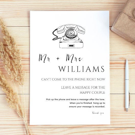 Elegant Modern Minimaal Bruiloft Audio Gastenboek Reclamebord Met Voetstuk