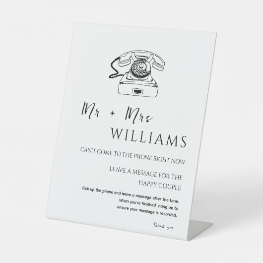 Elegant Modern Minimaal Bruiloft Audio Gastenboek Reclamebord Met Voetstuk (Voorkant)