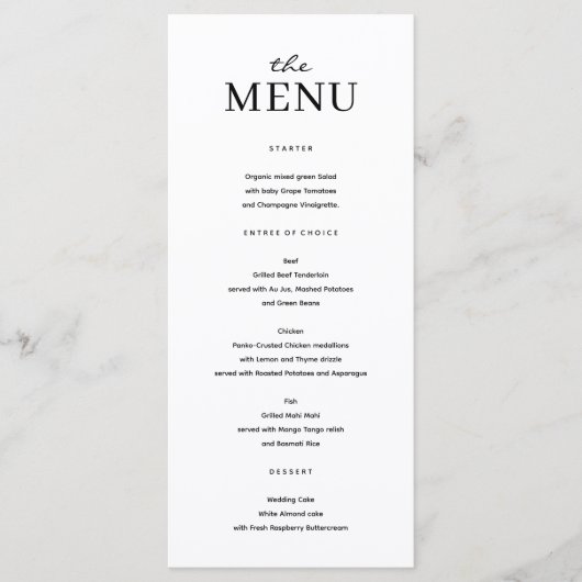 Elegant Modern Minimaal Bruiloft Menu Sjabloon (Voorkant)