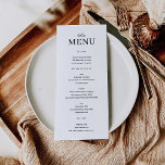 Elegant Modern Minimaal Bruiloft Menu Sjabloon<br><div class="desc">Bewerk eenvoudig de menu-items en geef dit prachtige ontwerp op elk bord weer! Eenvoudig zwart-wit ontwerp.</div>