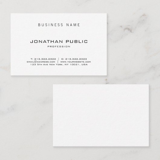 Elegant modern, minimaal design professioneel visitekaartje (Voorkant / Achterkant)