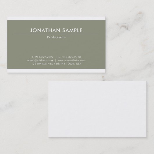 Elegant modern, minimaal design, trendy Plain Luxu Visitekaartje (Voorkant / Achterkant)