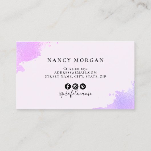 Elegant modern minimaal gradiëntroze paars visitekaartje (Achterkant)
