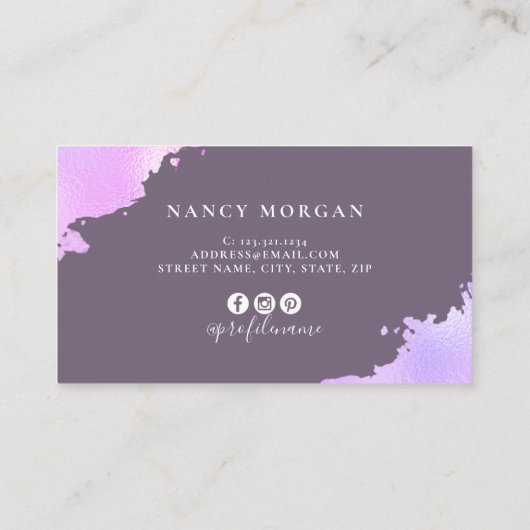 Elegant modern minimaal gradiëntroze paars visitekaartje (Achterkant)