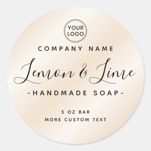 Elegant modern minimaal ivoor satin productetiket ronde sticker (Voorkant)