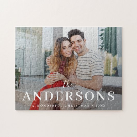 Elegant modern minimaal | Kerstparen foto Legpuzzel (Horizontaal)