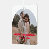 Elegant modern minimaal | Kerstparen foto Metalen Ornament (Voorkant links)