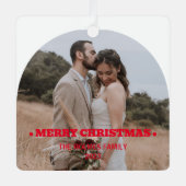 Elegant modern minimaal | Kerstparen foto Metalen Ornament (Voorkant)