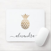 Elegant modern minimaal kopergoud witte ananas muismat (Met muis)