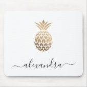 Elegant modern minimaal kopergoud witte ananas muismat (Voorkant)