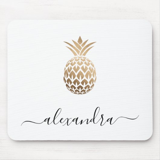 Elegant modern minimaal kopergoud witte ananas muismat (Voorkant)