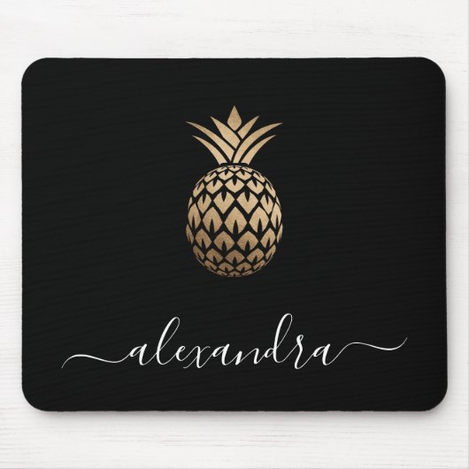 Elegant modern minimaal kopergoud zwarte anananas muismat (Voorkant)