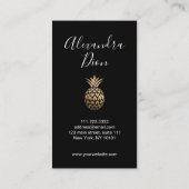 Elegant modern minimaal kopergoud zwarte anananas visitekaartje (Achterkant)