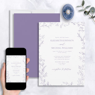 Elegant modern minimaal lef lavender Wedding Kaart