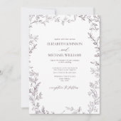 Elegant modern minimaal lef-Paars huwelijk Kaart (Voorkant)