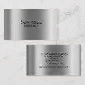 Elegant modern minimaal metaalzilverhuwelijk visitekaartje (Voorkant / Achterkant)