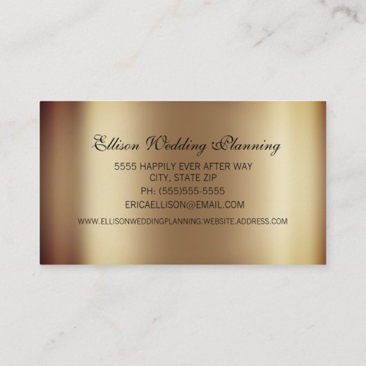 Elegant modern minimaal metalen huwelijk visitekaartje (Achterkant)