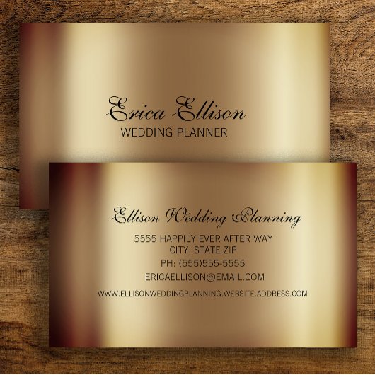 Elegant modern minimaal metalen huwelijk visitekaartje