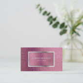 Elegant modern minimaal metallisch roze Paarse zil Visitekaartje (Staand voorkant)