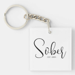 Elegant modern minimaal nuchter sinds datum sleutelhanger