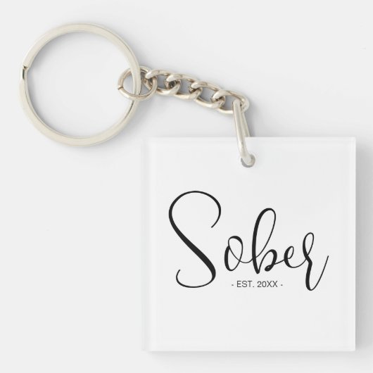 Elegant modern minimaal nuchter sinds datum sleutelhanger (Voorkant)