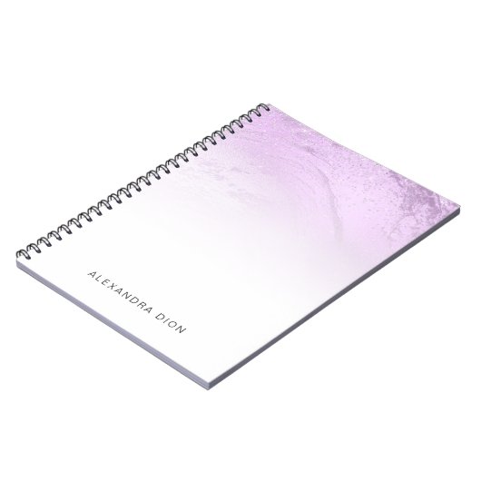 Elegant modern minimaal paars glitter marmer notitieboek (Linkerzijde)