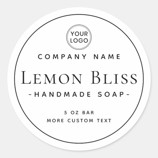 Elegant modern, minimaal rond productlabel ronde sticker (Voorkant)