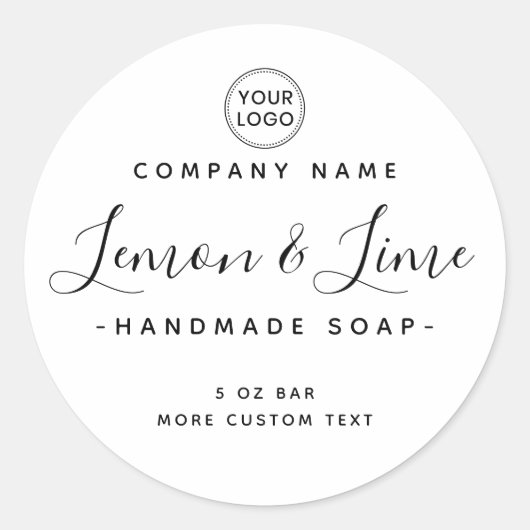 Elegant modern, minimaal rond productlabel ronde sticker (Voorkant)