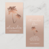Elegant modern minimaal roos goud en koperpalmen visitekaartje (Voorkant / Achterkant)
