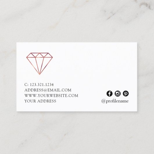 Elegant modern minimaal roos gouden sieraden visitekaartje (Achterkant)