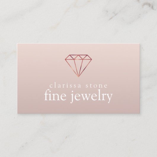 Elegant modern minimaal roos gouden sieraden visitekaartje (Voorkant)