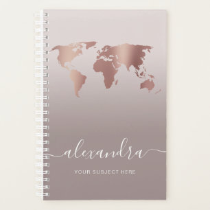 Elegant modern minimaal roos goudgrijze wereldkaar planner