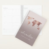 Elegant modern minimaal roos goudgrijze wereldkaar planner (Display)
