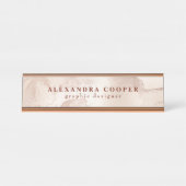 Elegant modern, minimaal roos goudmarmer bureau naambordje (Voorkant)