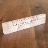 Elegant modern, minimaal roos goudmarmer naambordje (Zijkant)