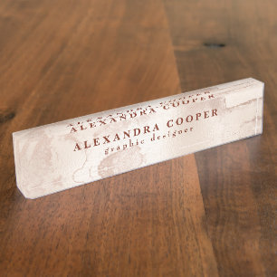 Elegant modern, minimaal roos goudmarmer naambordje