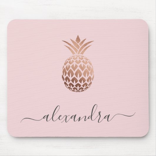 Elegant modern minimaal roos goudroze anananas muismat (Voorkant)