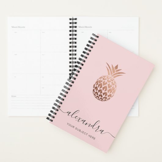 Elegant modern minimaal roos goudroze anananas planner (Display)