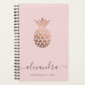 Elegant modern minimaal roos goudroze anananas planner (Voorkant)