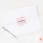 Elegant modern minimaal roze vierkant productlabel vierkante sticker (Envelop)