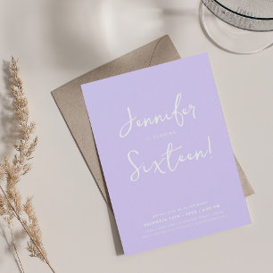 Elegant Modern Minimaal Script Sweet 16 Lavendel Kaart