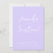 Elegant Modern Minimaal Script Sweet 16 Lavendel Kaart (Voorkant)